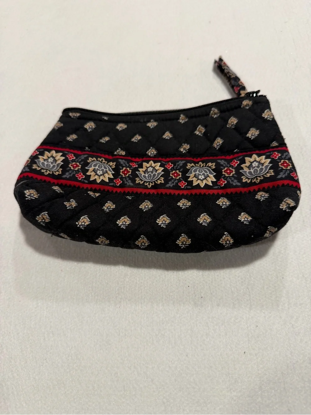 Vera Bradley Quilted Black Floral small makeup bag